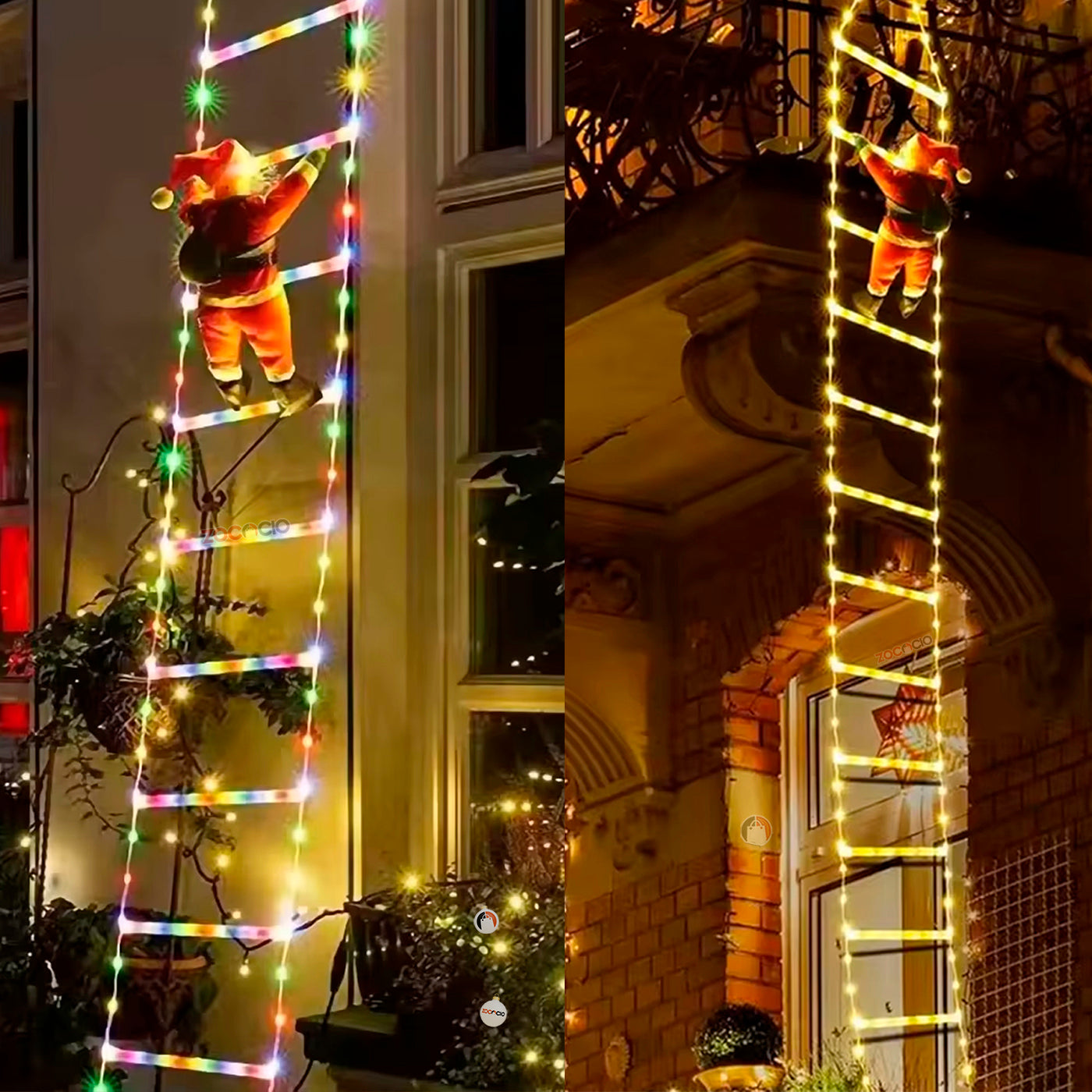 SUPER COMBO NAVIDEÑO 🎅🏼 PAPA NOEL ESCALADOR, + ESCALERA DE LUZ LED