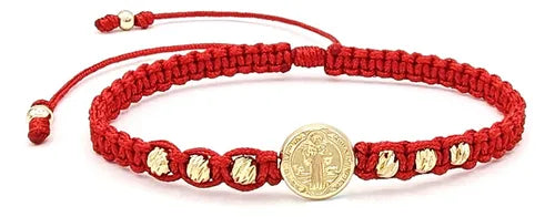PULSERA MEDALLA DE SAN BENITO TEJIDA