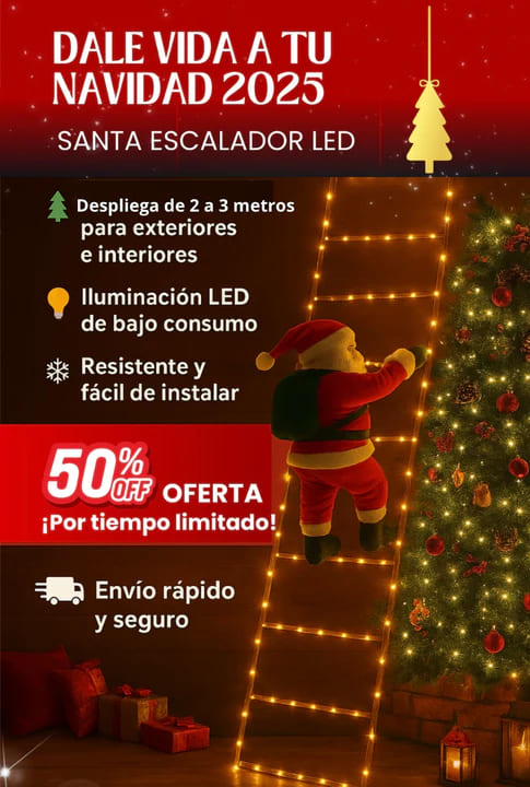 SUPER COMBO NAVIDEÑO  🎅🏼 PAPA NOEL ESCALADOR, + ESCALERA DE LUZ LED